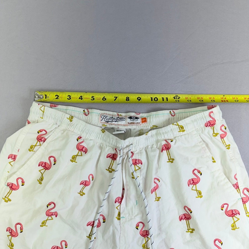 Huntington Beach Club Shorts Mens L 34 White Pink Flamingo Print HS9H06 - Picture 5 of 6